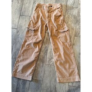 American Eagle Cargo Pants size 6 Tan Corduroy Baggy Wide Leg Stretch Womens